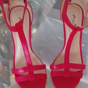 peach color high heel sandals